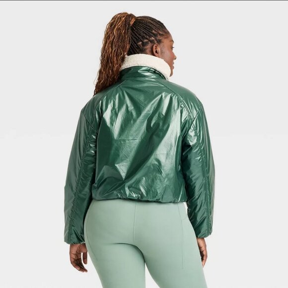 Women's Midweight Puffer Jacket - All In Motion Dark Green XL - Picture 4 of 4